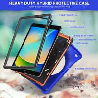 Pour iPad 10.2 pouces 9e 8e 7e génération étui en silicone robuste anti-chute pour tablette intégré dans une béquille rotative en direct
