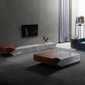 Casa móveis suporte de tv e mesa de café moderna sala de estar mármore mesa de café