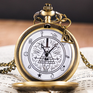 Moderne One-Eyed Devil Pendentif Chaîne Collier Quartz Montre De Poche Avec Gravity Fall's Bill Cipher Time Gem Weird Town - Product Image 2