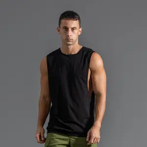 New oversized fitness sports vest for men Cotton men's large sleeved vest High quality men's top with large cuffs