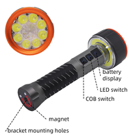 Lampe de travail et de camping rechargeable 600LM à base magnétique, lampe torche COB à gradation progressive, réglage de la mise au point USB, sortie Power Bank