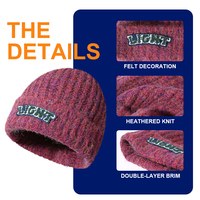 Bonnet tricoté unisexe de luxe à motif lettres, chaud pour l'hiver, sans revers, pour adultes, idéal pour les voyages, personnalisable