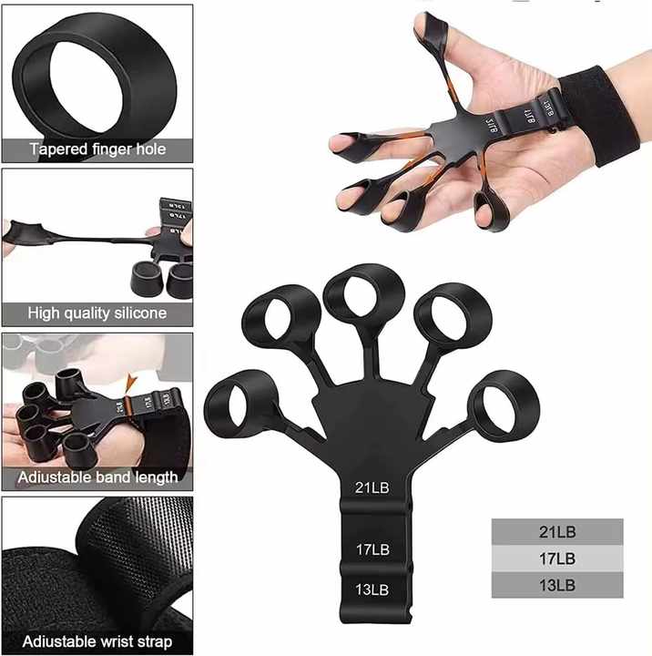 Finger Flexion Extension Training Durable Strength Trainer New 6 Resistant Level Hand Grip Silicone Finger Strengthener