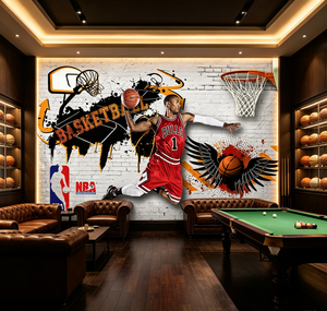 Murale murale 3D personnalisée de basket-ball, art mural de stars de la NBA, <span class=keywords><strong>papier</strong></span> <span class=keywords><strong>peint</strong></span> pour chambre de adolescents, salle de sport, salle d'entraînement, décoration de fond - Product Image 5