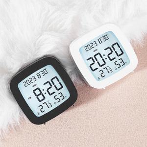 เครื่องวัดอุณหภูมิและความชื้นดิจิตอลแบบมีไฟพื้นหลัง พร้อมนาฬิกาปลุก ไฮโกรมิเตอร์ เครื่องบันทึกข้อมูลการหมักปุ๋ยขนาดเล็ก  เซ็นเซอร์วัดอุณหภูมิและความชื้นแบบมินิ - Product Image 1