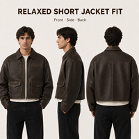 Veste Moto Vintage Distressed Personnalisée en Cuir PU pour Homme, Style Streetwear, Coupe Courte, Fermeture Éclair, Vente en Gros OEM