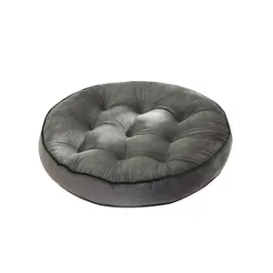 耐用的天鹅绒圆形地板枕头座椅坐垫便携式携带盖房间装饰坐垫的冥想，瑜伽,浅灰色