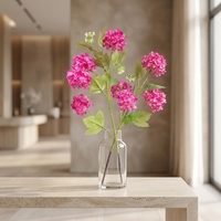 Ranting Bunga Hydrangea Sutra Buatan, Bunga Viburnum Snowball Palsu untuk Dekorasi Latar Belakang Pernikahan, Rumah, Hotel