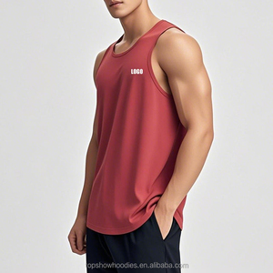 OEM 사용자 정의 100% 면 헤비웨이트 훈련 조끼 보디 빌딩 근육 피트니스 스트링거 실행 싱글 렛 체육관 탱크 탑 남성용 - Product Image 4