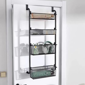 Étagère murale simple en métal, panier suspendu pour la maison, multifonctionnel, sans perforation, pour salle de bain, 5 niveaux - Product Image 1