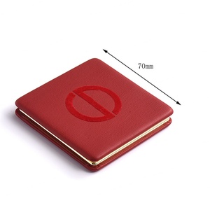 Velvet Soft Touch Square Luxury Gold Frame Cosmetic Lightsome Pocket <b>Mirror</b> - Product Image 4
