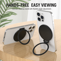 Penyangga Ponsel Aluminium Alloy Magnetik Putar 360 Derajat untuk iPhone dengan Desain Cincin Desktop Portabel