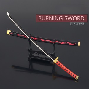 Une pièce <span class=keywords><strong>Anime</strong></span> accessoires gaine rouge neuf hommes Jin Wei porte brûlant épée métal artisanat 26cm arme modèle décoration - Product Image 4