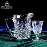 Ensemble de 7 carafes à eau et à jus en verre gravé vintage avec motif de tournesol, vaisselle décorative