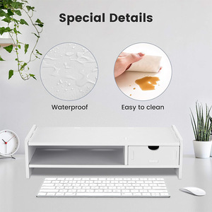 Desktop Computer Riser <b>Shelf</b> Double Drawer Storage Office Monitor <b>Stand</b> Heightening <b>Unit</b> Desktop Organization - Product Image 5