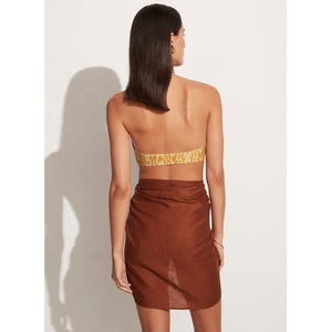 Women Short <strong>Sarongs</strong> Beach Wrap Sheer Bikini Wraps Chiffon Cover Ups for Swimwear Beach Wrap Dark <strong>Brown</strong> Linen <strong>Sarong</strong> - Product Image 5