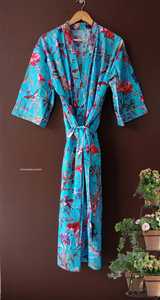 Tamaño libre pájaro diseño algodón Kimono bata de baño ropa de baño vestido de noche vestido de talla grande invierno verano Otoño Invierno - Product Image 2