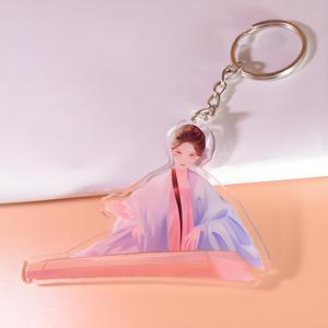 HanXin breloques en acrylique scintillant imprimées personnalisées et promotionnelles, figurine de dessin animé transparente imprimée en UV, porte-clés de dessin animé mignon