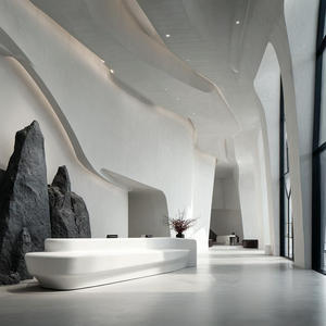 Bureau de réception extensible en plastique PETG contemporain avec pieds triangulaires, design moderne pour hôtel, centre commercial, bureau, usage commercial - Product Image 2