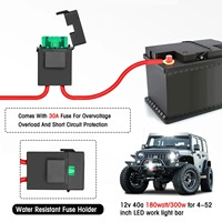 Kit de Cableado para Barra de Luces LED, 2 Cables, Control Remoto Inalámbrico, Cable de Núcleo de 18AWG, Aislamiento de Goma/PVC para Autos y Maquinaria