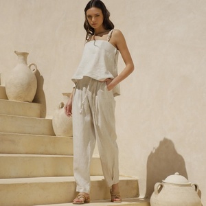 Conjunto de Ropa de Verano para Mujer, Estilo Informal, Top Holgado sin Mangas y Pantalones, Conjunto de Lino - Product Image 3