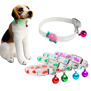 Adjustable Pet Glowing Collars with Bells Glow at Night Puppies Cats Necklace Light Luminous Neck Ring Accessories