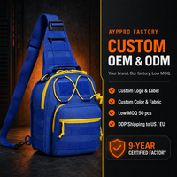 Sac à bandoulière tactique personnalisé AYPPRO, sac de poitrine urbain en nylon imperméable, sac à bandoulière modulaire MOLLE OEM/ODM, sac à bandoulière portable