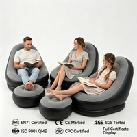 Fauteuil de camping gonflable portable avec repose-pieds, canapé gonflable d'extérieur, chaise pliante de relaxation