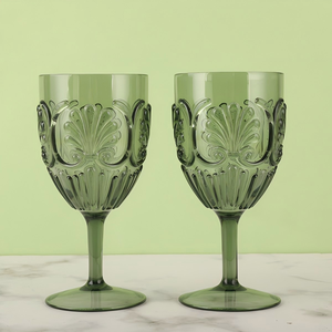Roze wijnglazen onbreekbaar plastic wijnglas - elegante vintage gegraveerde plastic wijnglazen beker voor bruiloft feest - Product Image 3