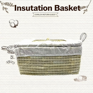 Panier de rangement décoratif en paille CT avec couvercle, conteneur isotherme <span class=keywords><strong>pour</strong></span> aliments <span class=keywords><strong>pour</strong></span> animaux, boîte de rangement tressée naturelle <span class=keywords><strong>pour</strong></span> la maison, panier alimentaire tissé à la main - Product Image 4