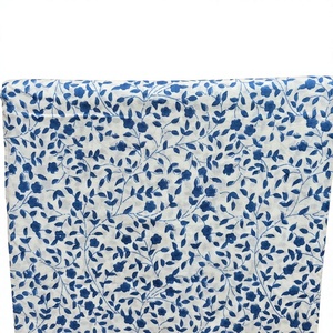 Premium Pure Cotton Indigo Floral Print Fabric features elegant Blue Flower Vine Jaal Patterns beautifully stamped on a white - Product Image 1