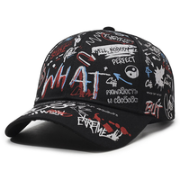 Casquette de baseball vintage à imprimé graffiti et lettres, ajustable, 6 panneaux, style streetwear, casquette papa, vente en gros, logo personnalisé, fournisseur OEM