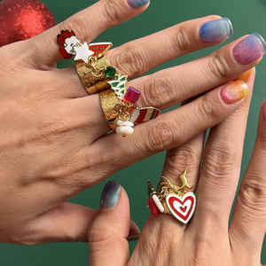 Bracelets de Noël en or avec breloques de dessins animés, rennes, Père Noël, boîte cadeau, ensemble de bijoux unisexe - Product Image 3