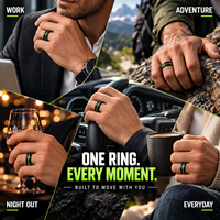 Bague de mariage en carbure de tungstène noir de 8 mm avec intérieur en aluminium vert pour homme, durable, vente en gros, alliance de fiançailles, personnalisable OEM & ODM