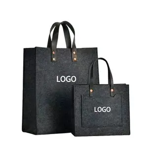 Profesyonel Tote çanta üreticileri yüksek kalite keçe Tote özel baskılı Logo ile alışveriş çantası kullanımlık keçe çanta