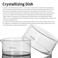 Plat de cristallisation en verre borosilicate à fond plat, résistant aux hautes températures, de 60 mm à 230 mm, avec bec verseur, pour usage en laboratoire