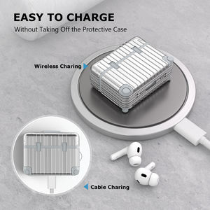 جديد مخصص AirPods حالة وقائية احترافية نمط الأزياء قسط معدن مطلي الفضة واقية واقية واقية أزياء الأمتعة - Product Image 4