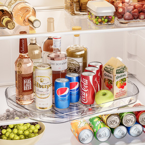 Bandeja giratoria con ventosa, diseño antideslizante para refrigerador, organizador de almacenamiento de bebidas, plato giratorio de 360 ​​grados, forma redonda - Product Image 2