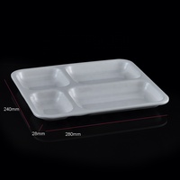 Vaisselle commerciale en gros pour cafétéria et école, assiette rectangulaire en mélamine antidérapante à 4 compartiments