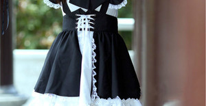 Disfraz de Sirvienta, Cosplay de Sprouting Day, Animación, Mundo Cafetería, Vestido Largo Blanco y Negro, Disfraz Masculino - Product Image 5