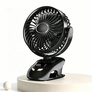 Clip-On Standing Portable <b>Mini</b> Fan Digital 90°Rotation Led Smart Display Lithium Battery Aromatherapy Lighting Function - Product Image 1