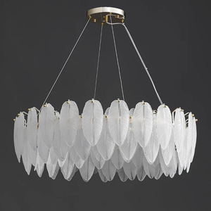 Artistique Blanc Verre Plume D'oie LED lustre créatif villa chambre Éclairage Lustre <span class=keywords><strong>Suspension</strong></span> Luminaire Lampen Pour Foyer - Product Image 1
