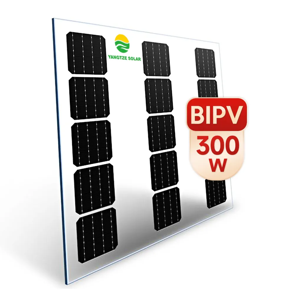 Panneau solaire 100w, film mince amorphe, panneau solaire transparent bipv 260w, verre solaire noir