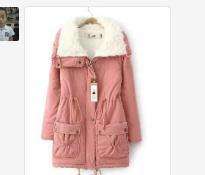 겨울 의류 한국 스타일 미디 기장 슬림핏 여성용 드로스트링 허리 스트랩 양털 안감 따뜻한 면 패딩 코트 - Product Image 6