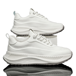 Zapatillas Deportivas de Malla Transpirable con Cordones para Hombre, Estilo Casual, que Aumentan la Altura, Color Blanco, Modelo YZ H35 - Product Image 1
