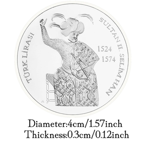 Il sultano dell'impero ottomano <span class=keywords><strong>Selim</strong></span> II 40mm placcato argento Souvenir da collezione moneta commemorativa - Product Image 3