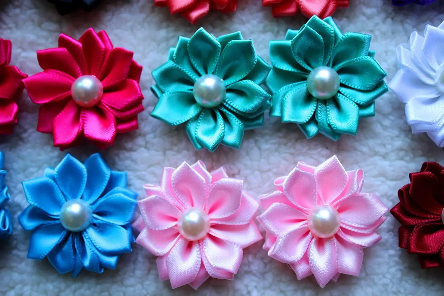 Cute New pet accessories Dog Headdress Topknot Dog Hair Bows with Rubber Bands Pearls Flowers