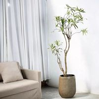 Ensemble de 2 jardinières rondes en ciment, grandes, grises et brunes, pour intérieur/extérieur, avec trous de drainage, pots à fleurs