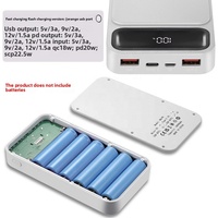 Boîtier de batterie 18650 détachable 4/6/8/10 cellules, kit de coque de batterie externe avec affichage LED, double entrée USB, Micro USB, Type-C, charge sans fil