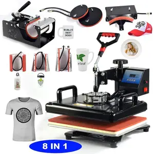 Ruida Wärme Drücken Sie 8 In 1 Einzel LCD Display Combo Hitze Presse Maschine 8 In 1 Sublimation Druck